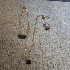 Swarovski swan necklace, ring, and bracelet set
